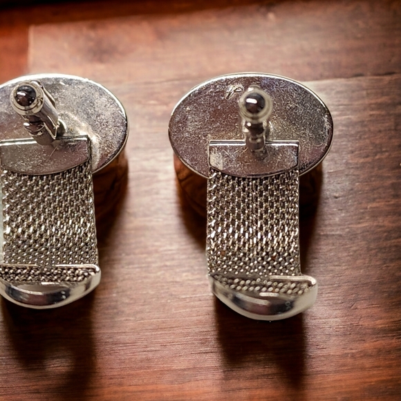CufflinksVintage Anson cufflinks silver finish base metal, black enamel - Picture 3 of 4